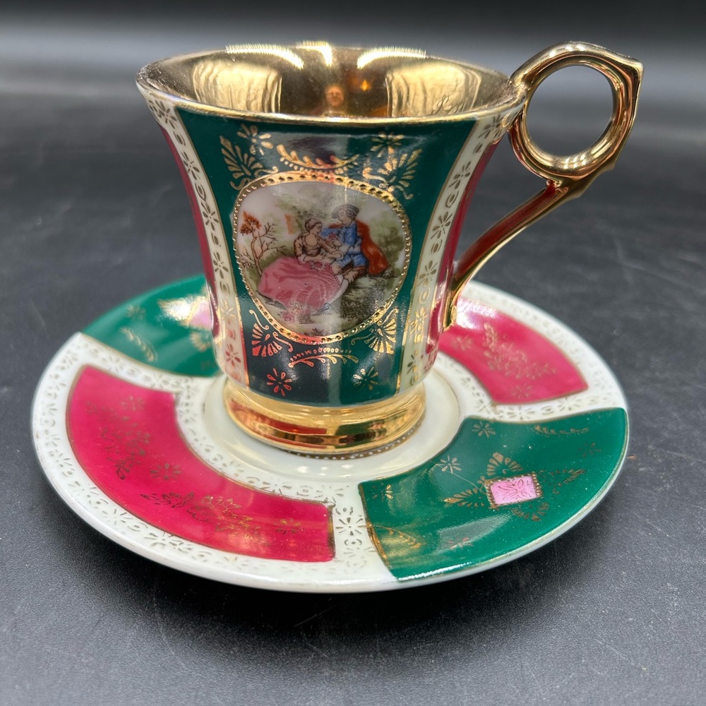 Vintage Arnart Creations courting couple Teacup with Saucer